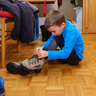 putting on and removing shoes