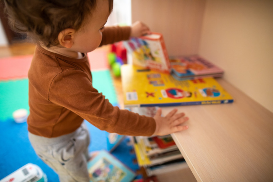 Child-accessible shelves